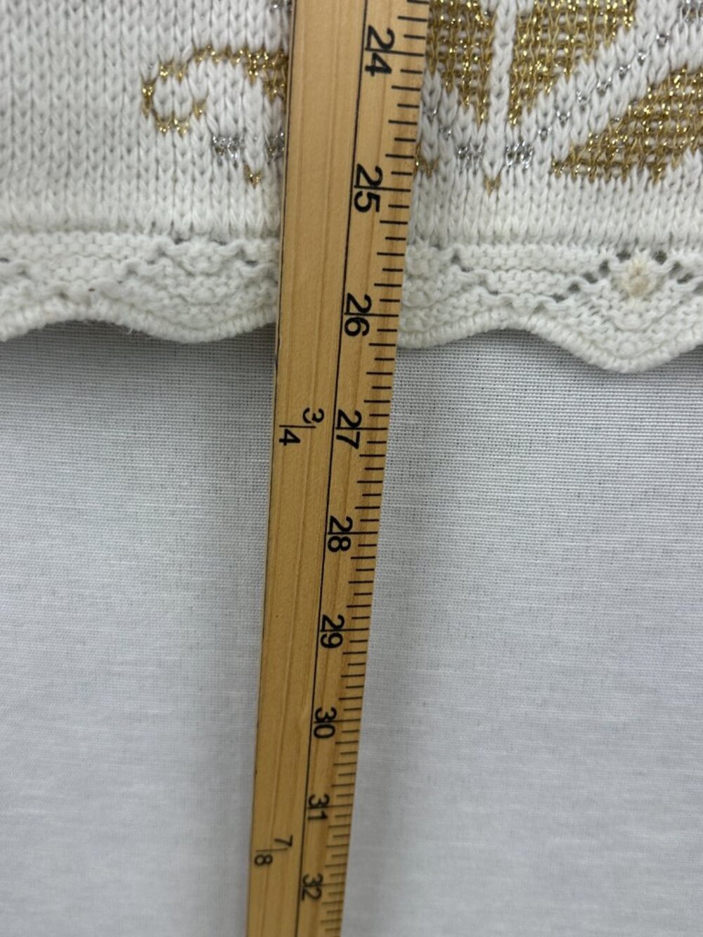 VTG Dana Scott Christmas Women's Sweater Metallic Gold Silver Snow Flakes Size S - Picture 7 of 9